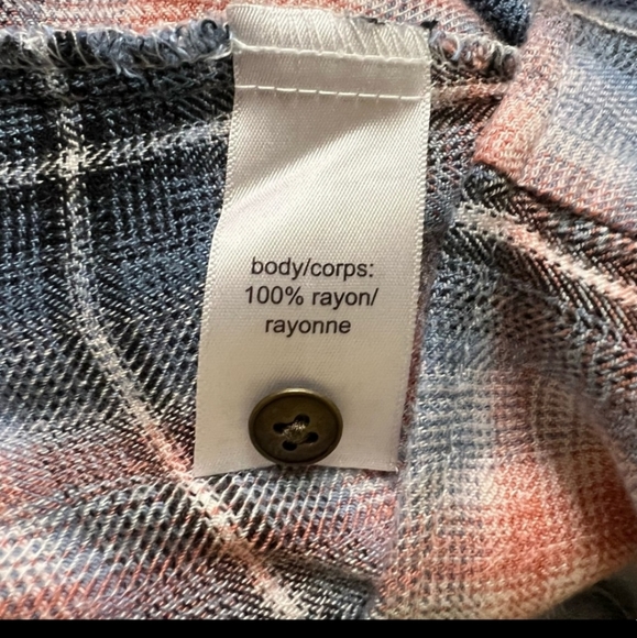 MAURICES Plaid Pink and Blue Flannel Button Down Long Sleeve Shirt - Picture 5 of 6